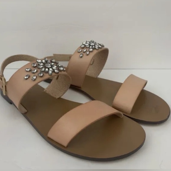 J. Crew Factory womens slingback sandal rhinestone shoe size 8 - Picture 1 of 13